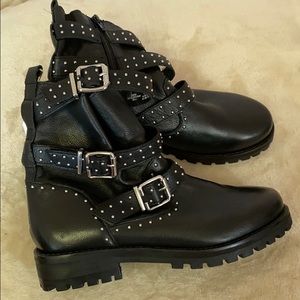 Zara Girl’s Buckled Studded Biker Boots 38/5.5